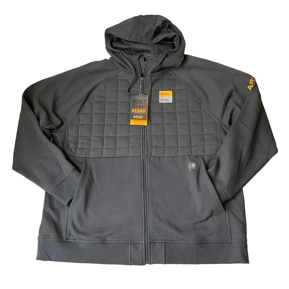 Ariat Rebar Regulatory Full Zip Hooded Insulated Jacket Men XXL Black NWT - Picture 16 of 16